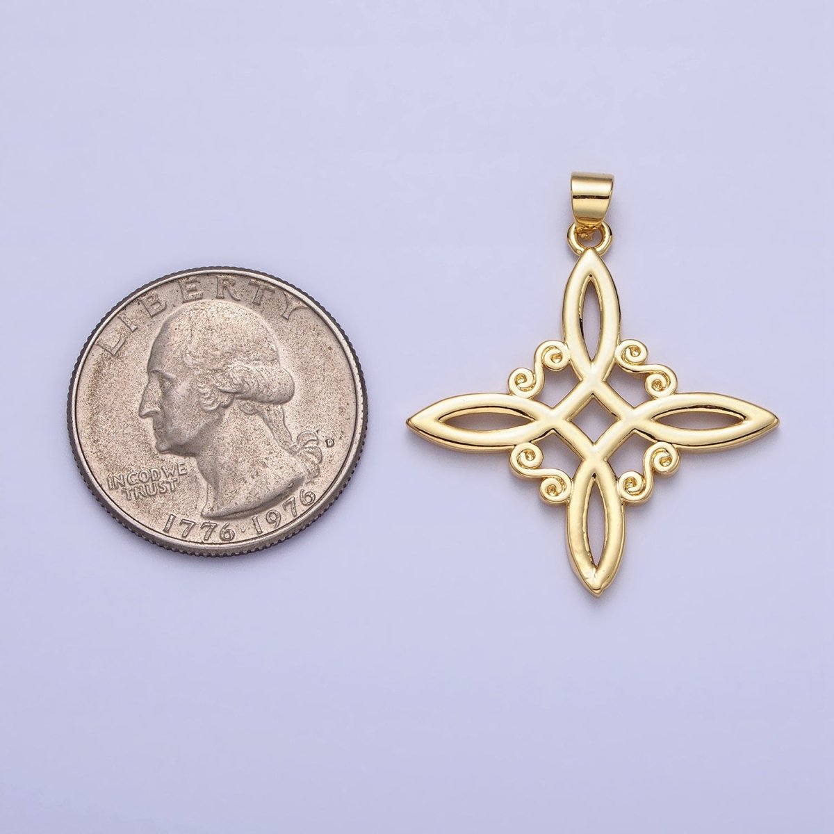 Gold Celtic Eternity Knot Circle Cut Out Pendant Charm Minimalist Jewelry Making AA-048