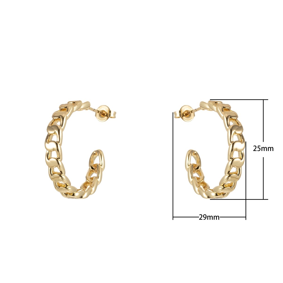 Gold Chain Hoop Earrings, Miami Cuban Chain Hoop Earrings Minimalist Jewelry, Cuban Link Earring, Everyday Earrings P-221