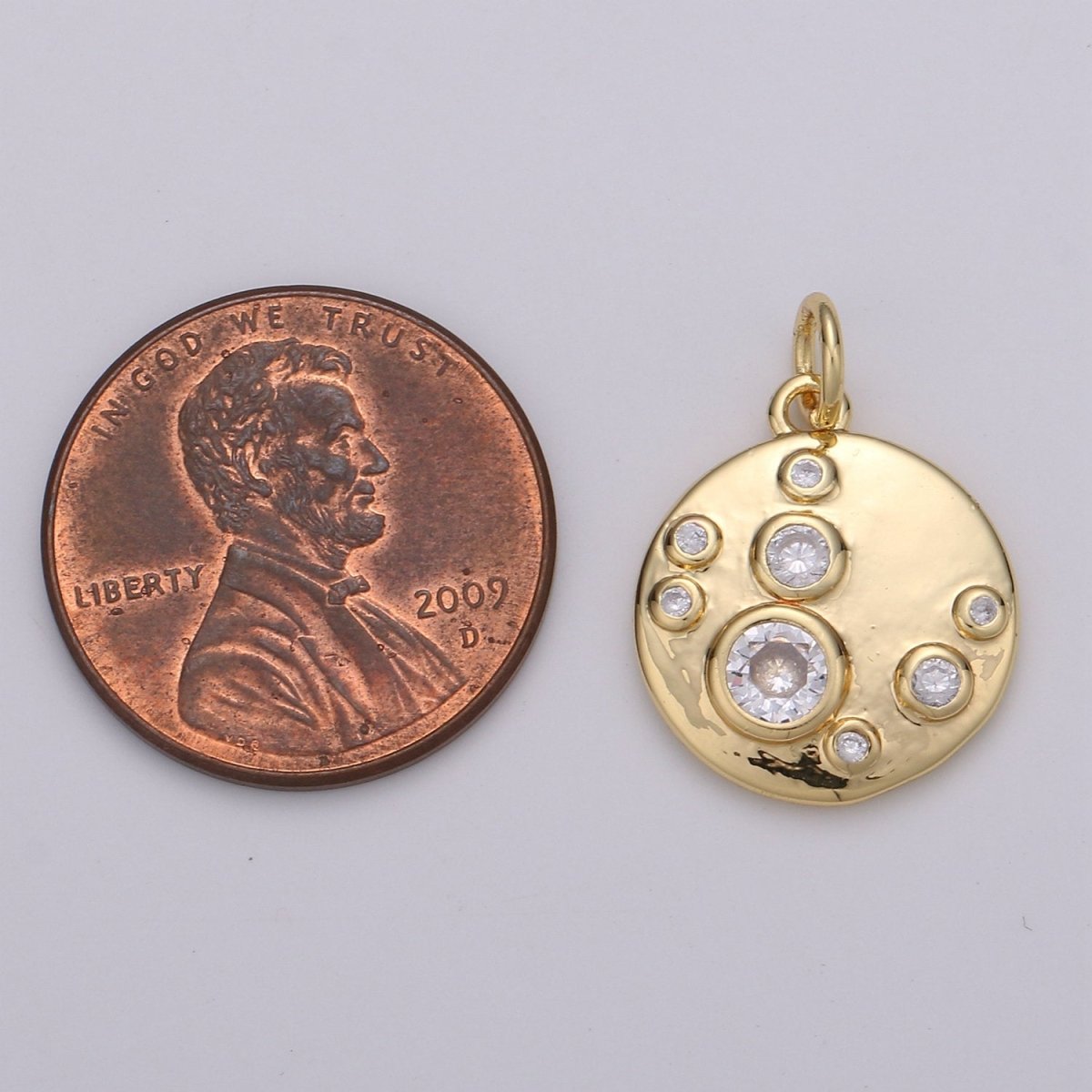 Gold Charm, Bubble Charm, Bubble Pendant, Bubble Coin Charm, Tiny Bubble Charm 14k Gold Filled Charm D-409
