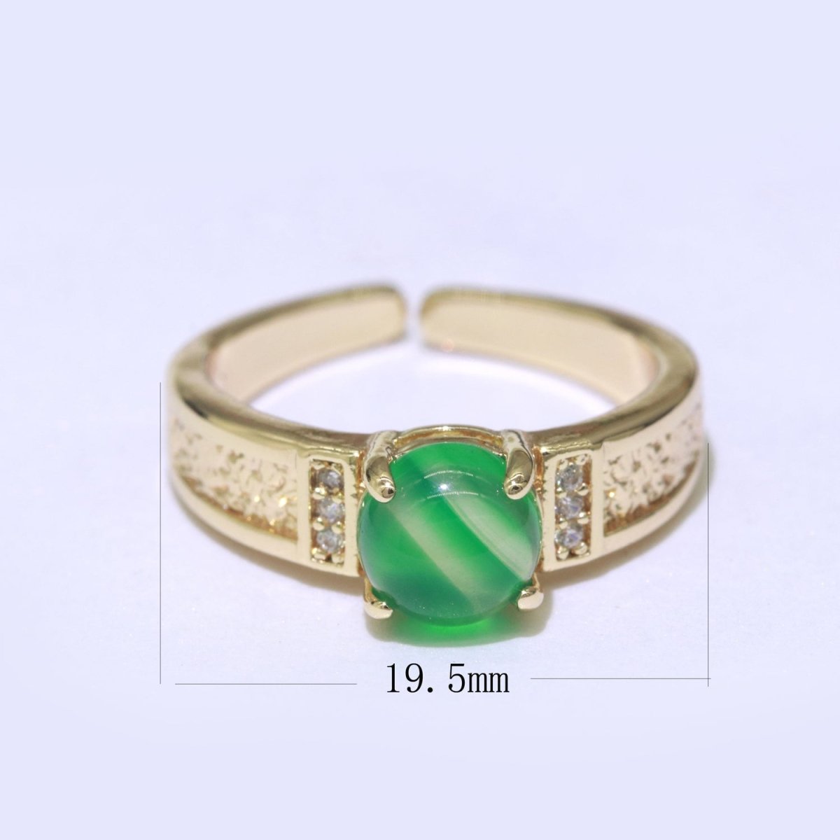 Gold Chunky Ring, Statement Ring, Green Cat Eye Stone Ring, Stackable Ring Thick Gold Ring Open Adjustable O-926
