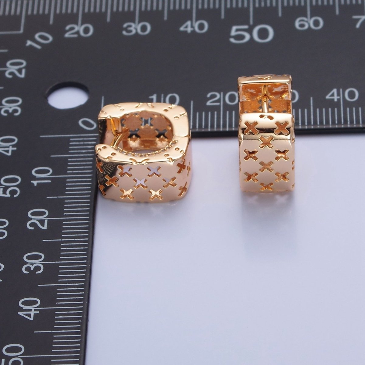 Gold Chunky X Hoop Earring Bold Gold Filled Earring T-494