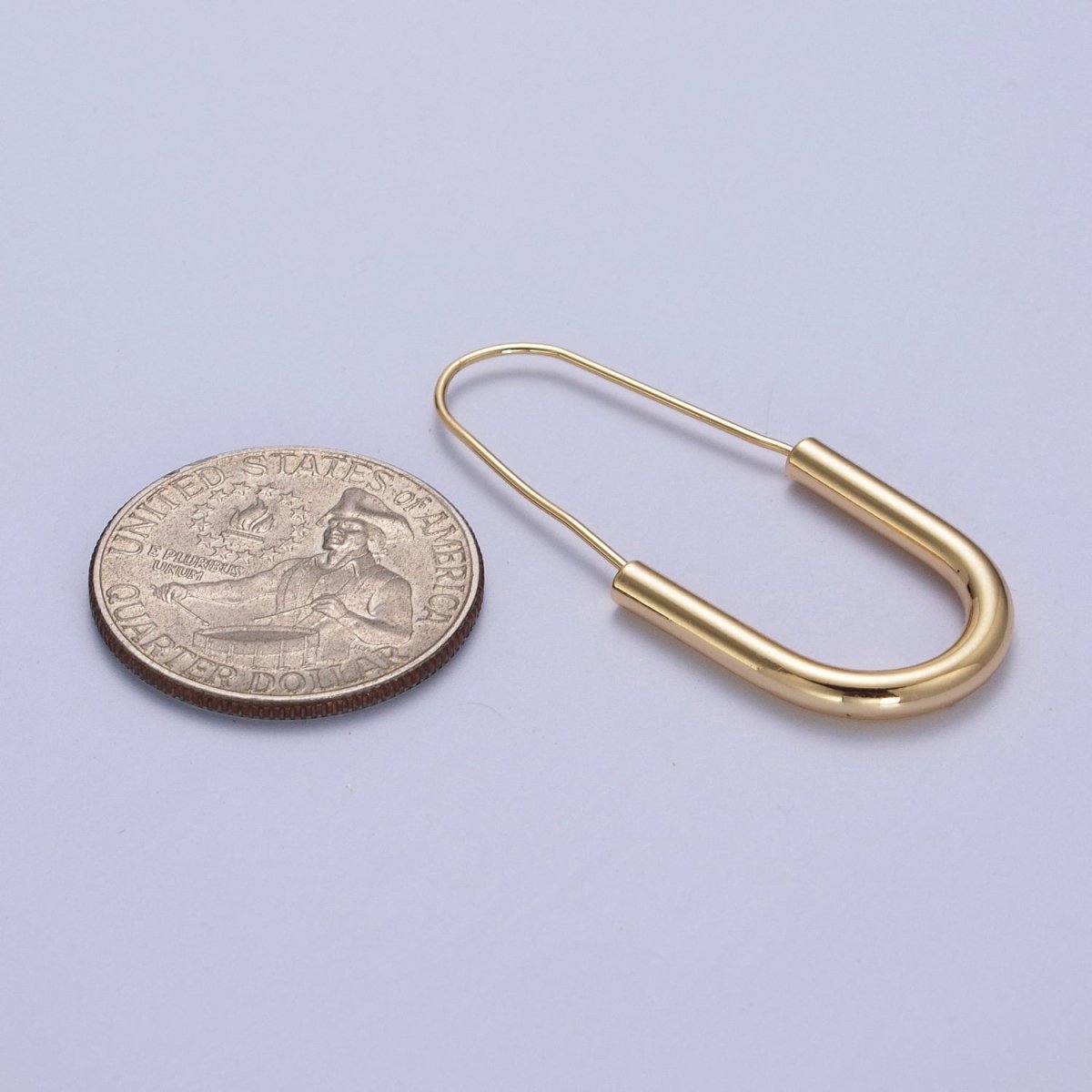 Gold Crescent U Hoop Long Hook Minimalist Earrings | AD-146