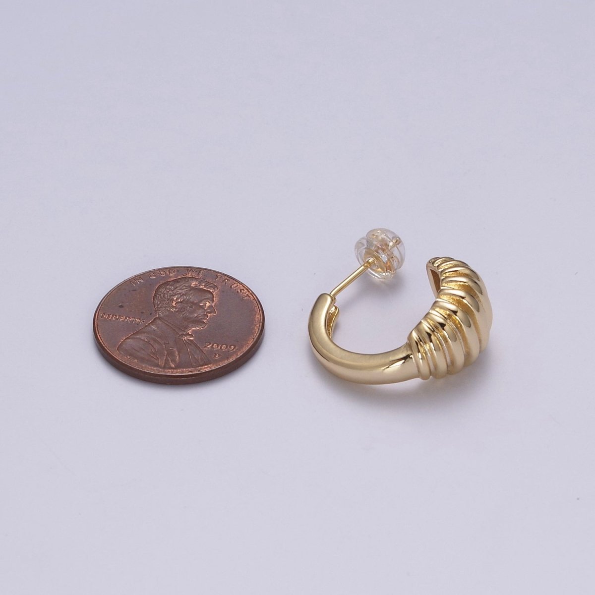 Gold Croissant Hoops Light Weight • Modern Chunky Hypoallergenic Earrings • Gift For Her T-237