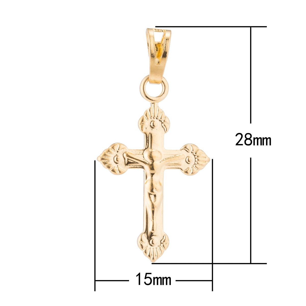 Gold Cross, Faith, Belief, Christian, Catholic, God, Divine, Prayer, Jesus Necklace Pendant Charm Bead Bails Findings for Jewelry Making H-426