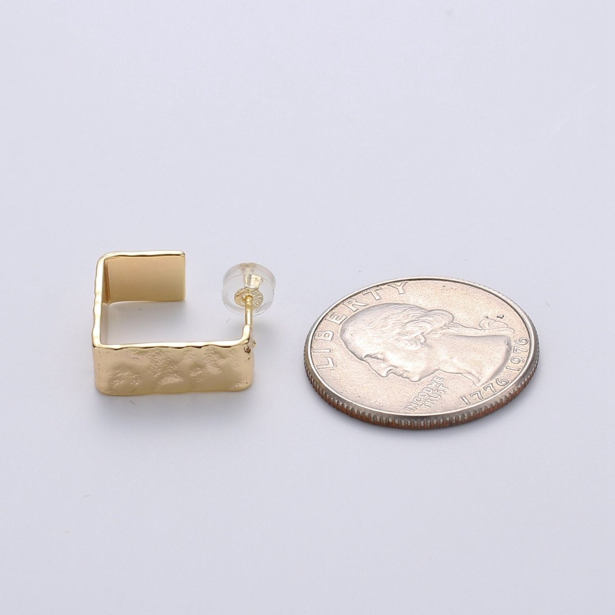 Gold earrings, Gold Square earrings, Hammered 14K gold filled simple everyday earrings Statement Minimalist Jewelry K-577