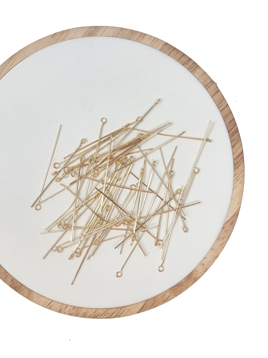 Gold Eye Pin Silver Rose Gold Black Open Eyepins Headpins 0.6mm (24 Gauge) by 15mm, 18mm Jewelry Making Craft Supply DIY Finding K-102 L-546 L-547