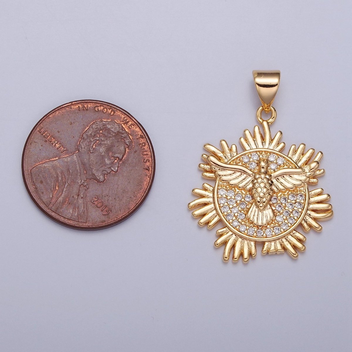 Gold Filed Holy Spirit Pendant, First Holy Communion Dove Gold Pendant, Christian Jewelry, Religious Medals J-597