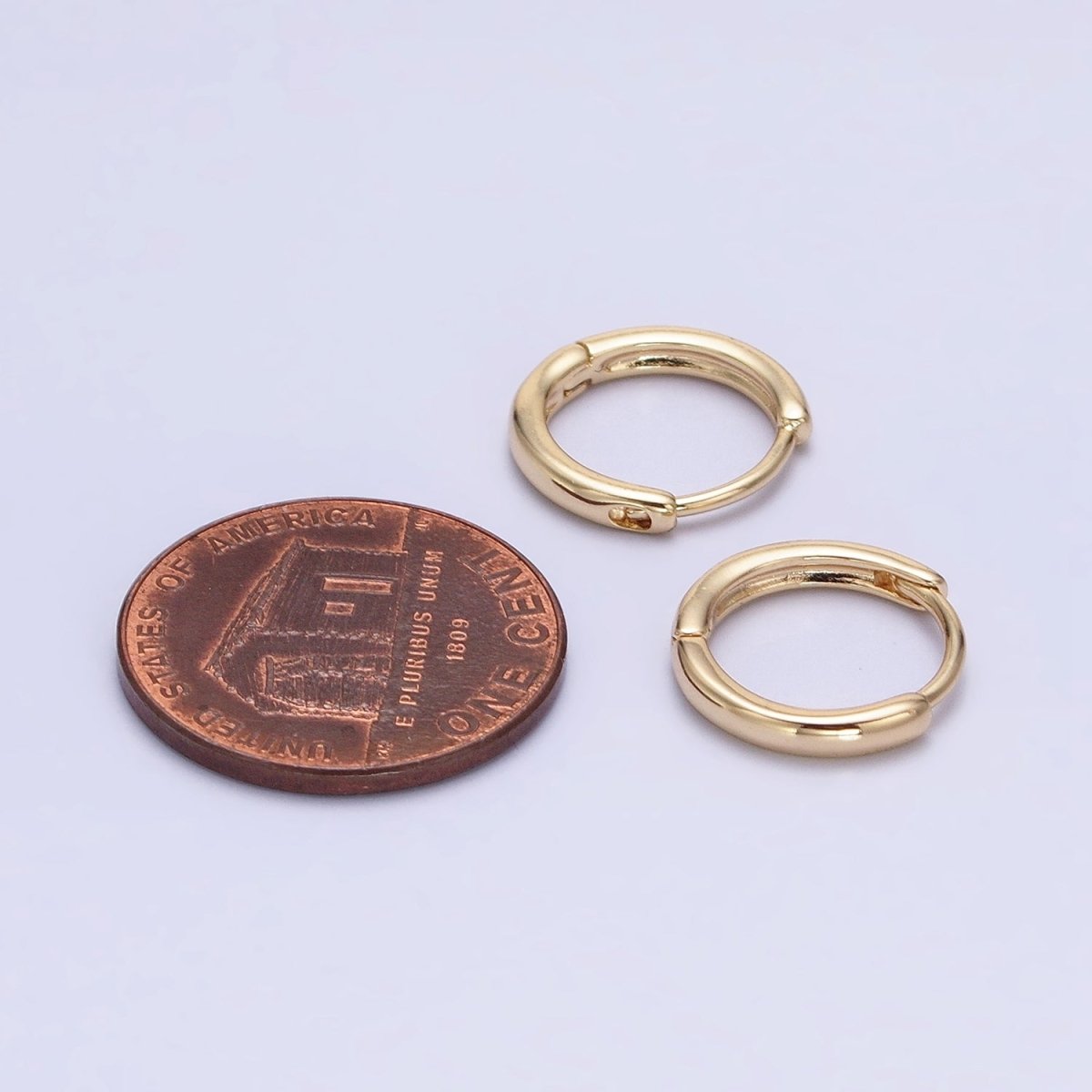 Gold Filled 13mm Minimalist Thin Huggie Earrings in Silver & Rose Gold | AD1347 AD1348 AD1056