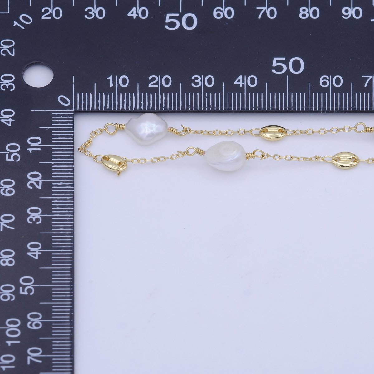 Gold Filled 7.5mm Designed Freshwater Pearl Anchor Cable Link Unfinished Chain by Yard | ROLL-1011