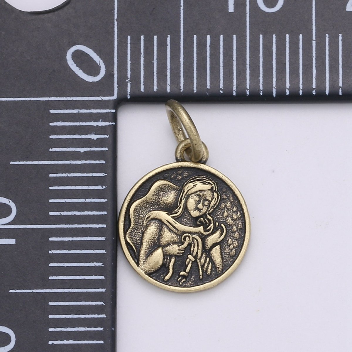 Gold Filled Angel Rustic Coin Charm D-898