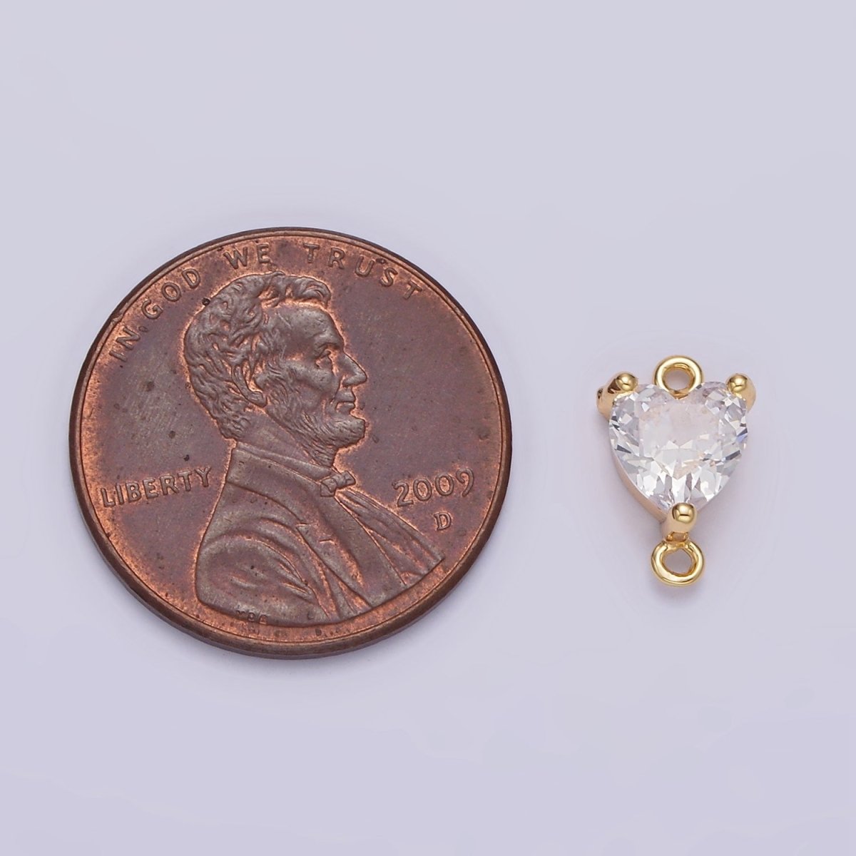 Gold Filled Clear 6.5mm Mini Heart CZ Connector G-665