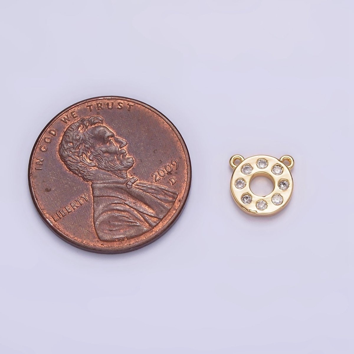 Gold Filled Clear CZ Open Round Circle Donut Connector G-667