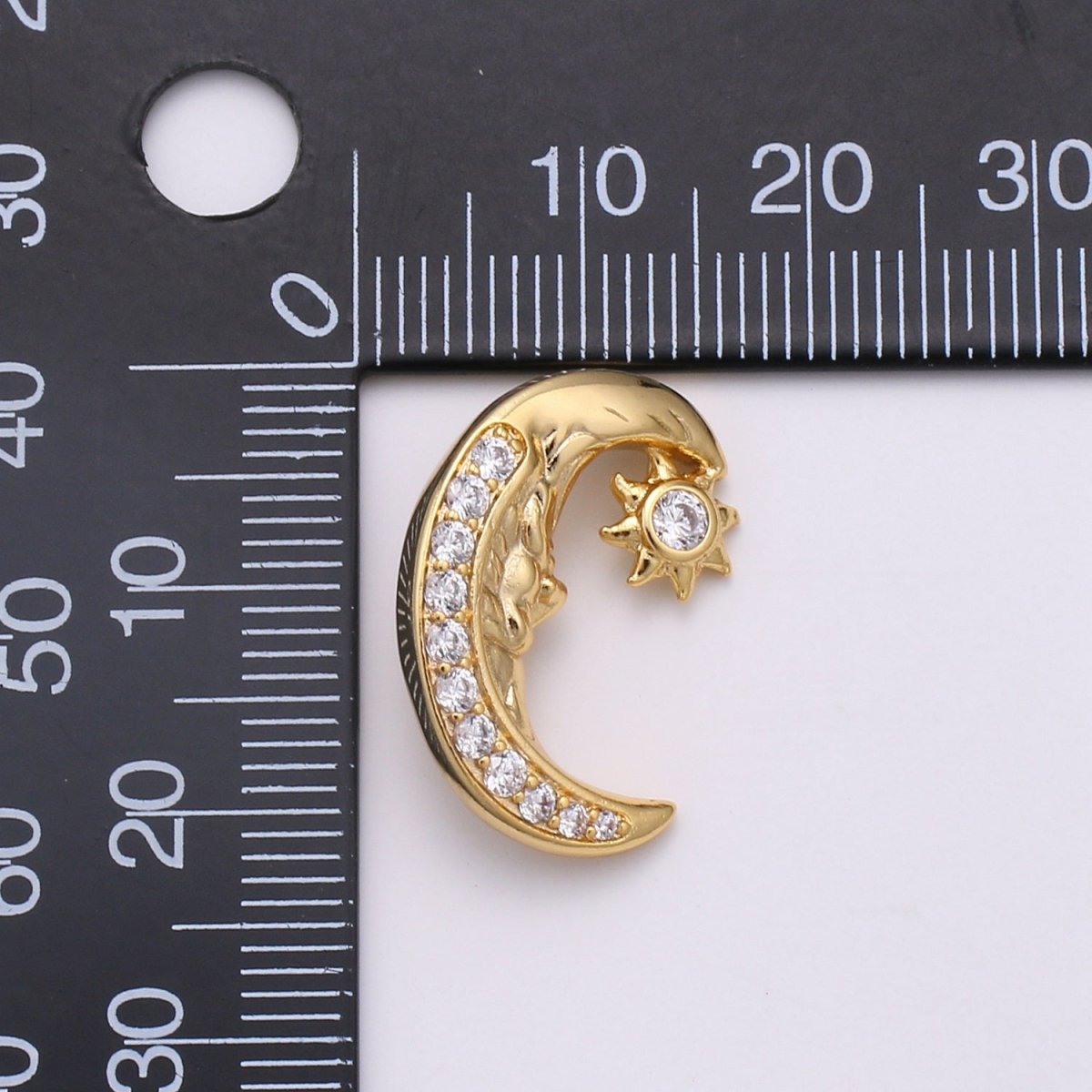 Gold Filled Crescent Moon and Star Beads D-786