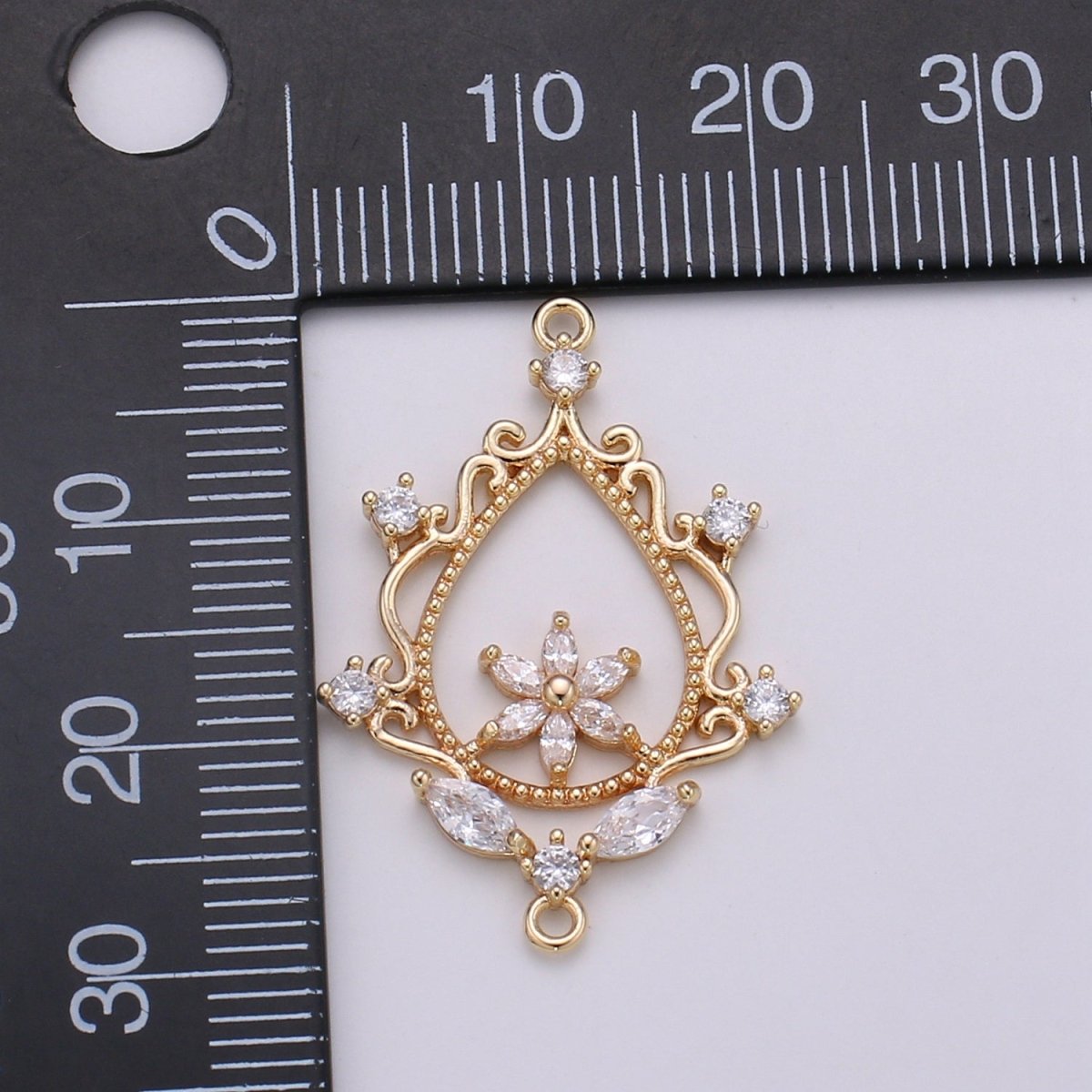 Gold Filled Mirror Flower Ornament Gold Filled Connector D-771