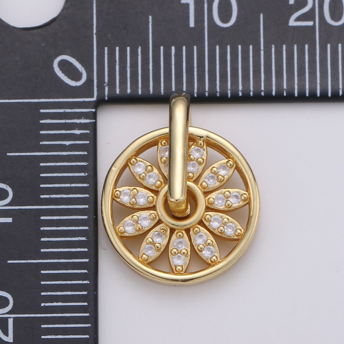 Gold Filled Crystal Wheels Cz Charm Round D-899