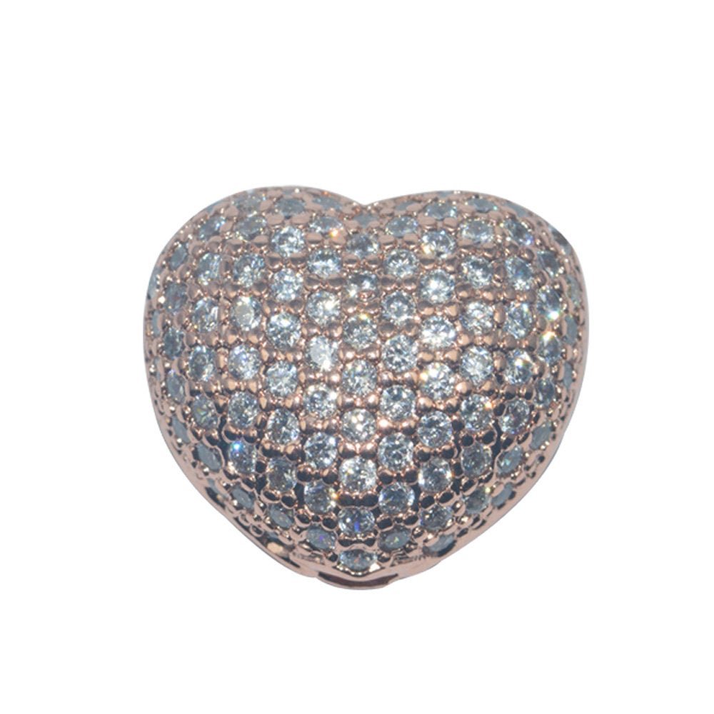 Gold Filled Cubic Zirconia Cooper Material, Crystal Fashionable Magic Love Heart Paved Crystallized Bracelet Connector Bead Jewelry B-157