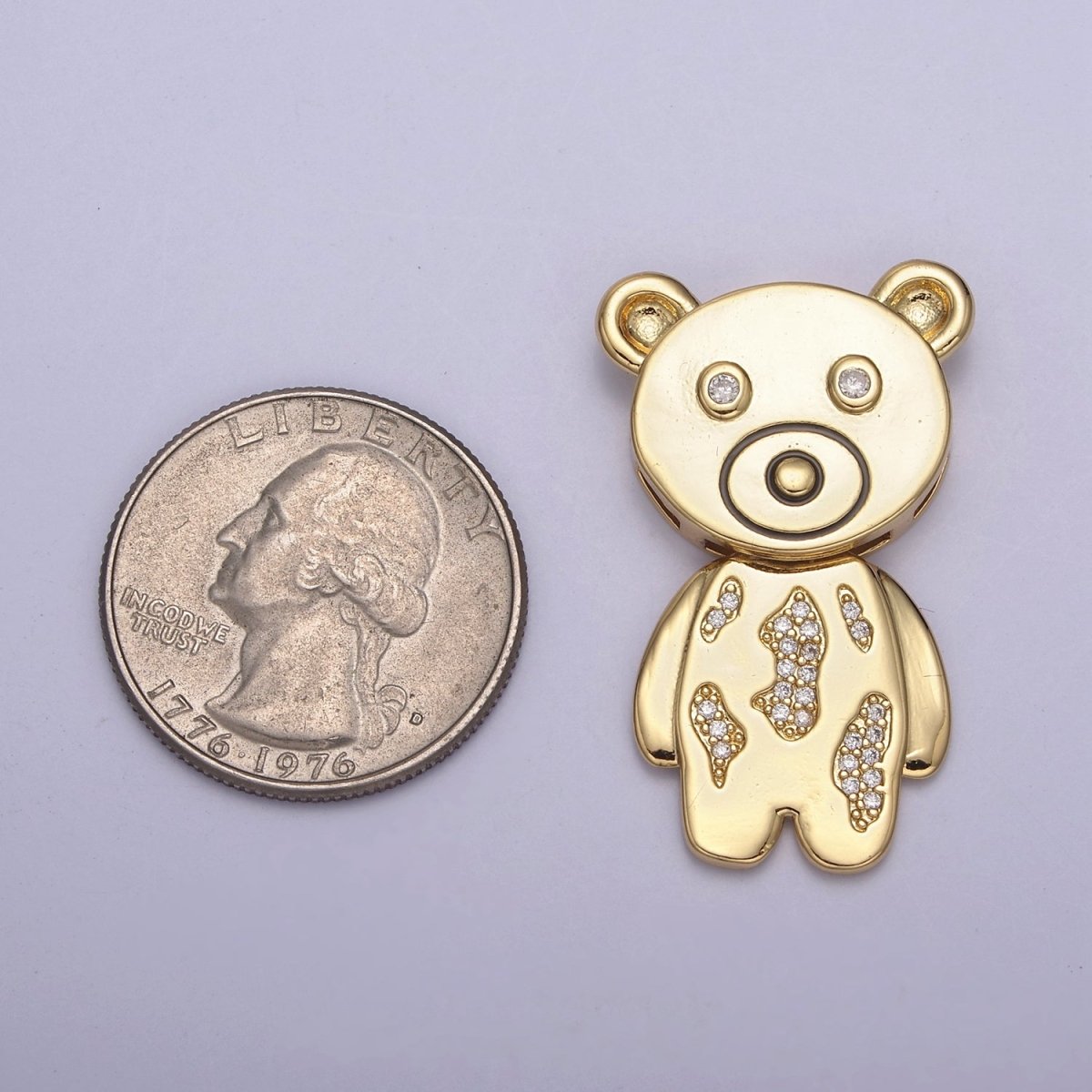 Gold Filled CZ Cartoon Teddy Bear Charm for Kids Jewelry Making H-890