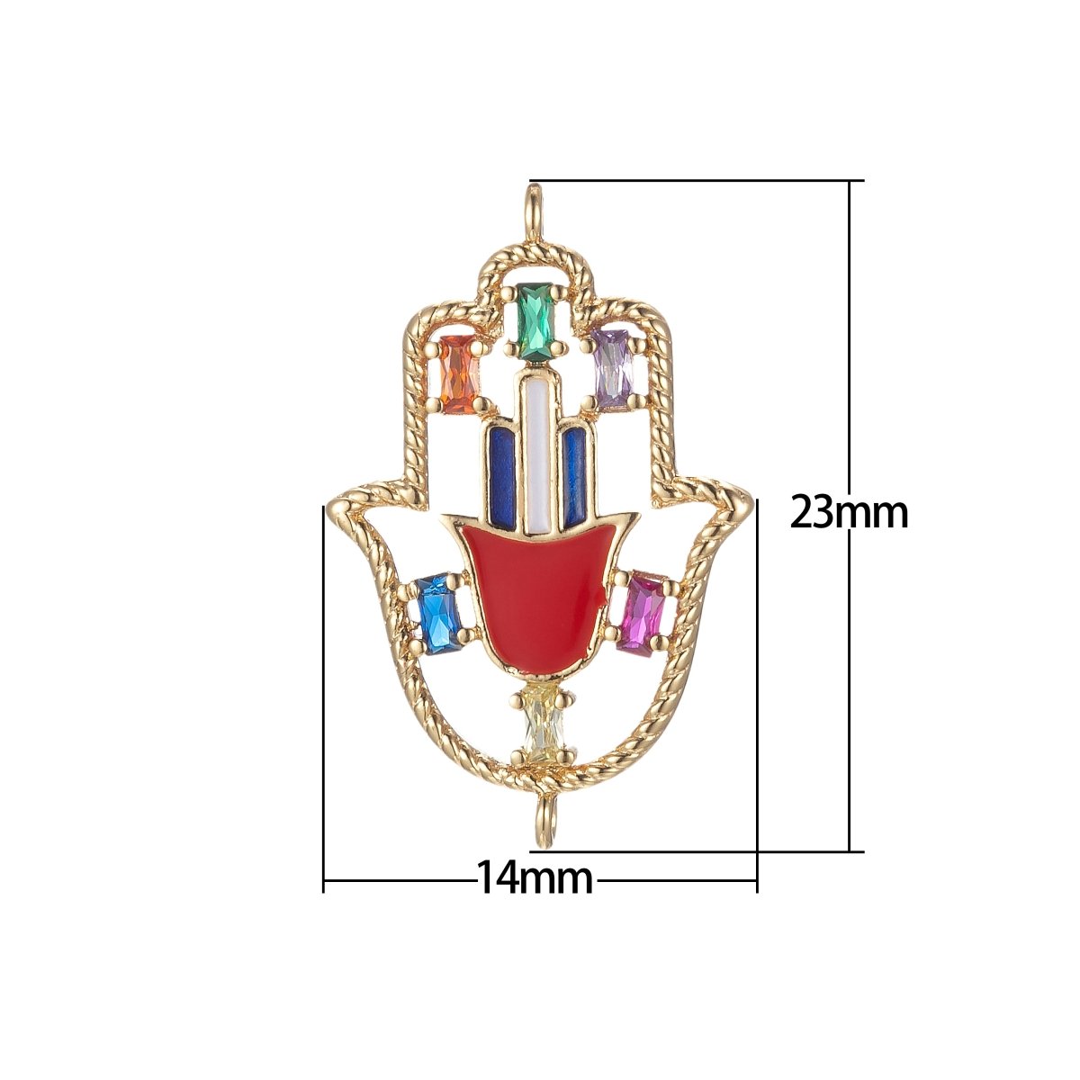Gold Filled Hamas Hand Charm Connector Hand of Fatima Protection Amulet Good Luck Hand Of God Bracelet Earring Necklace Link Connector F-870