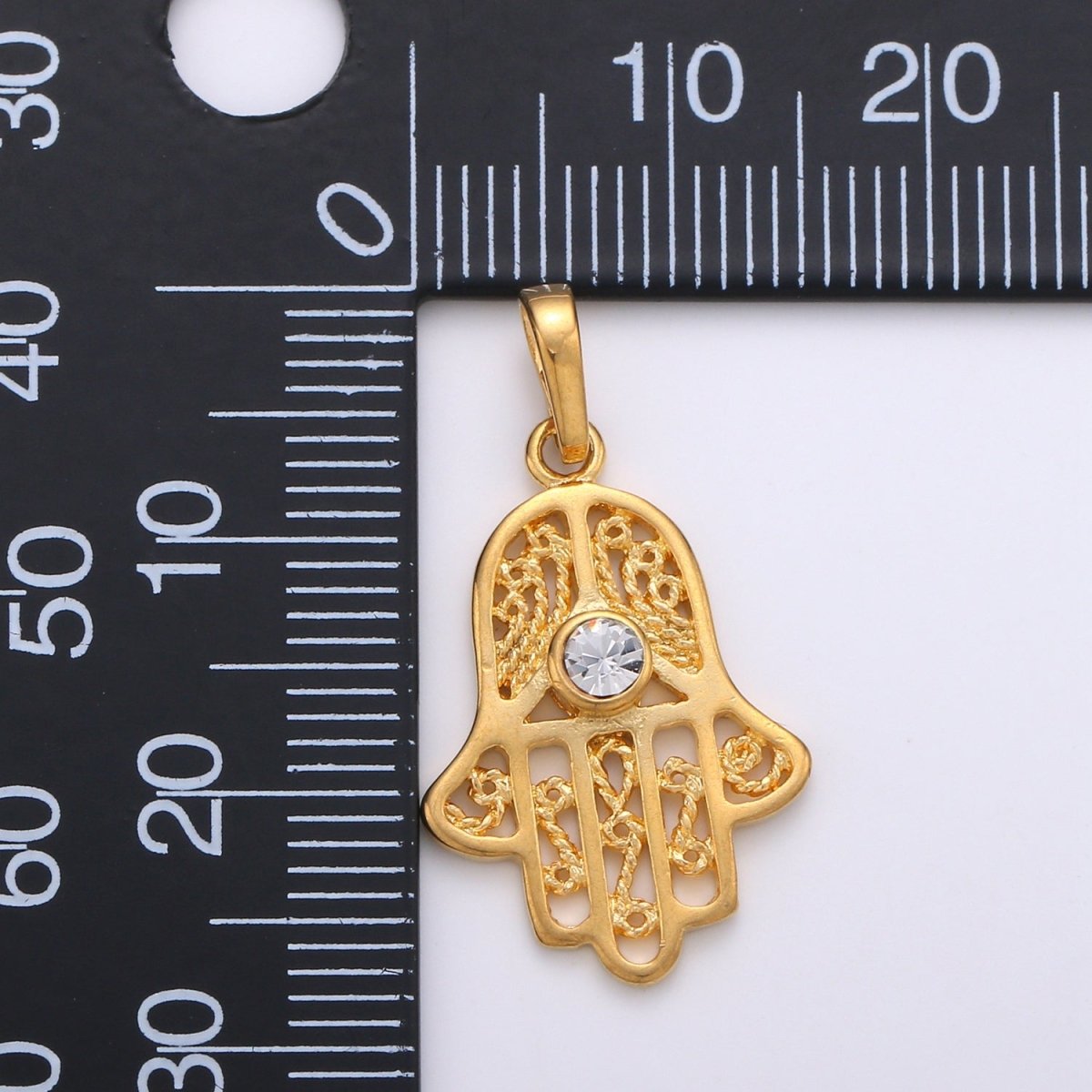 Gold Filled Hamsa Hand Pendant Hand of Fatimah Charm J-071