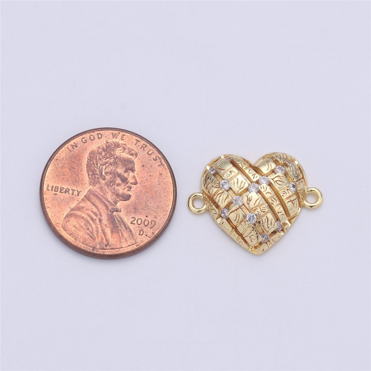 Gold Filled heart Charm Connector, Bracelet Connector, Cubic Heart armlet Connector, CZ Link Charm Jewelry Connector F-365