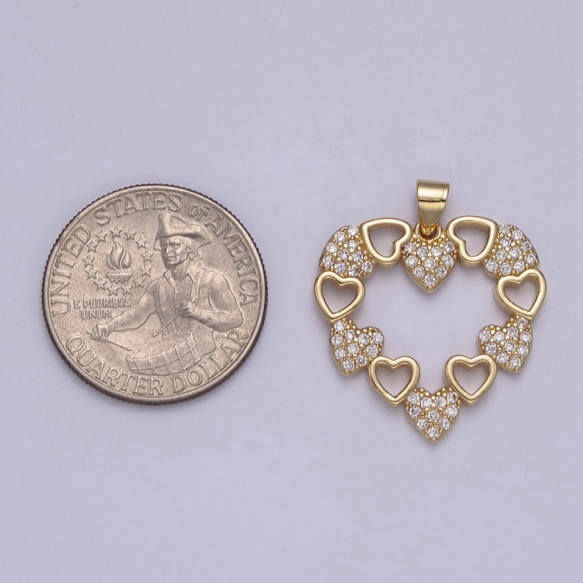 Gold Filled heart cubic charm, gold heart pendant Love Minimalist Jewelry J-442