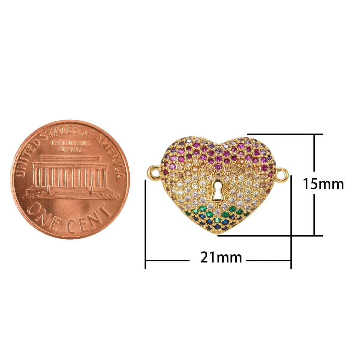 Gold Filled heart locket Charm Connector, locket Charm, gold locket Connector, CZ locket Necklace Bracelet Connector Link Charm F-312