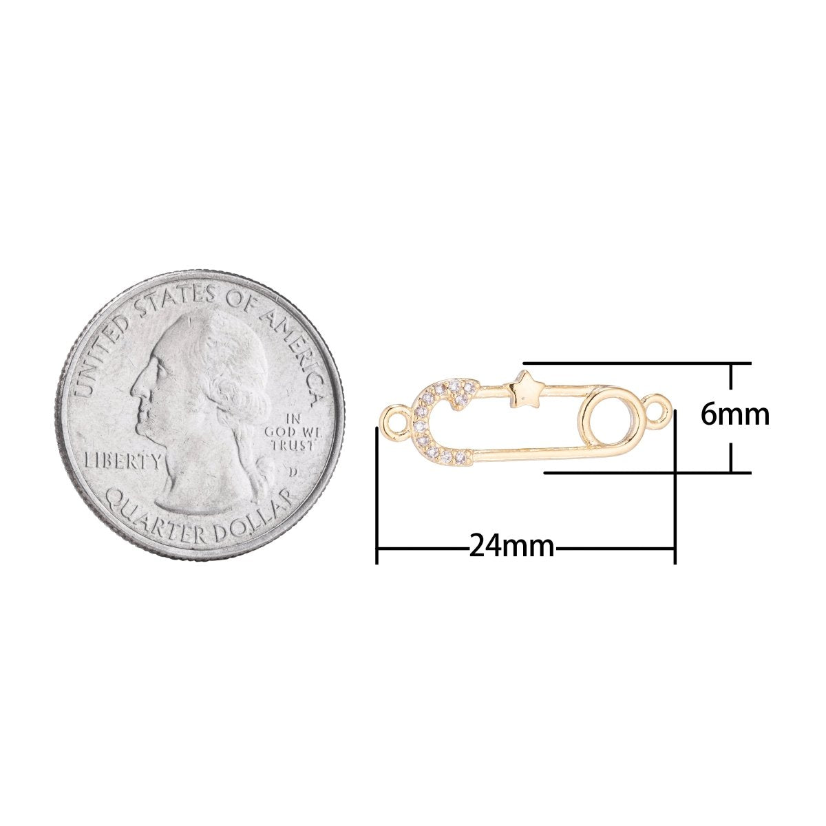 Gold Filled Little Star Metal Safety Pin link Connector for Earring Bracelet Necklace F-051