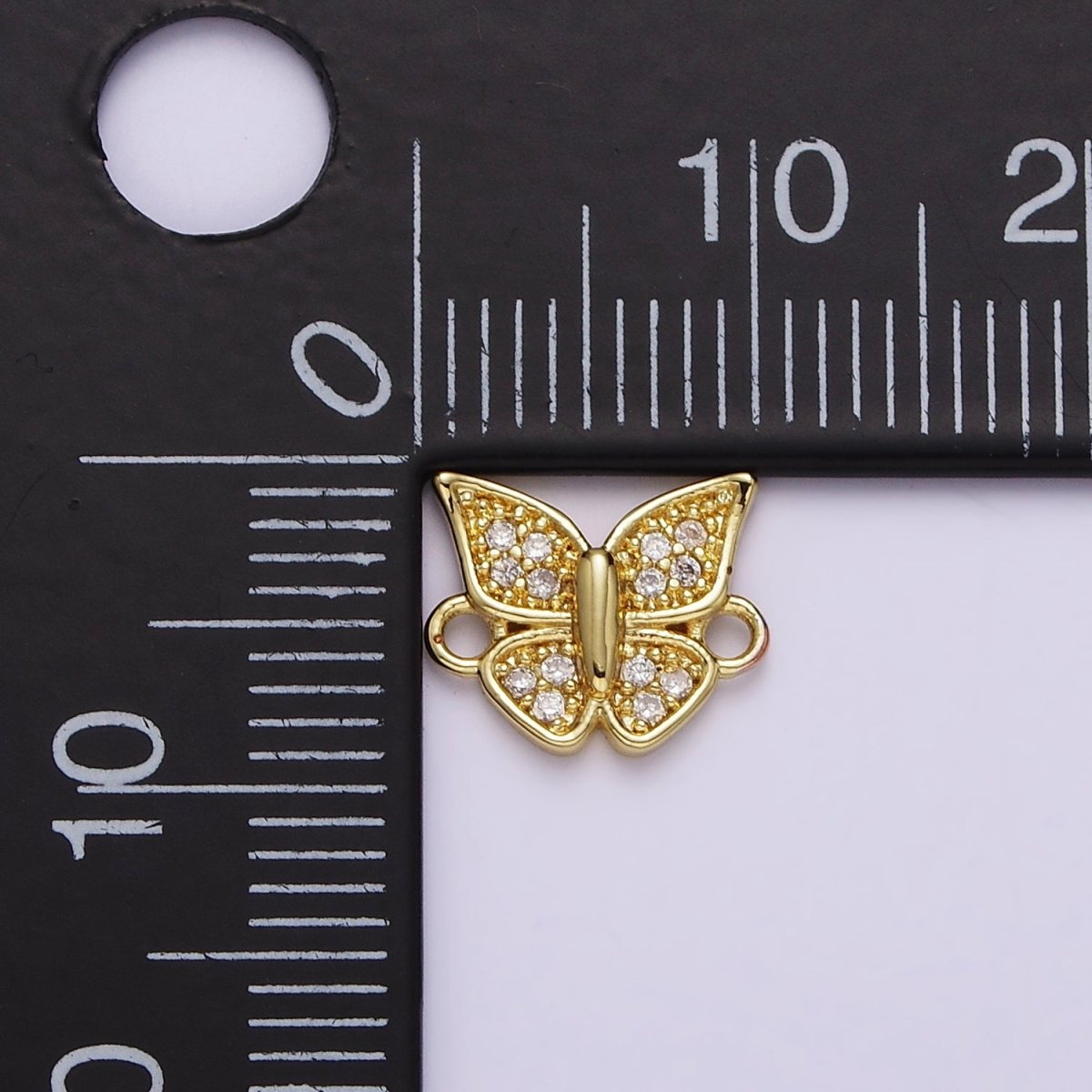 Gold Filled Micro Paved CZ Butterfly Mariposa Wings Connector G-668