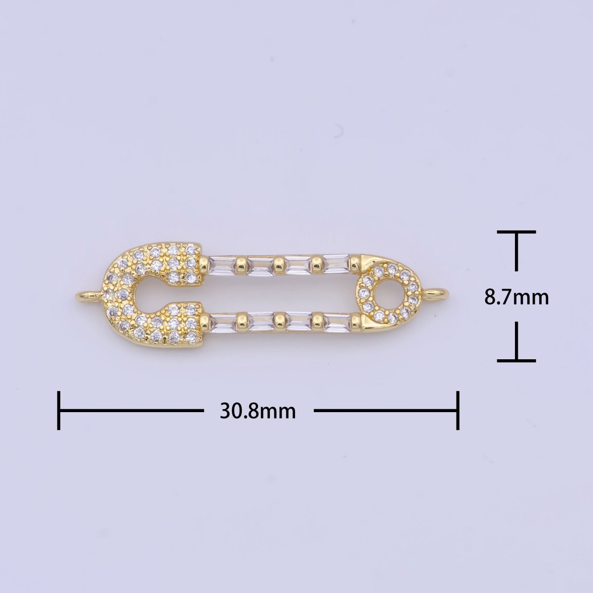 Gold Filled Micro Paved CZ Safety Pin Multicolor / Clear Link Connector Jewelry Supply G-559 G-560