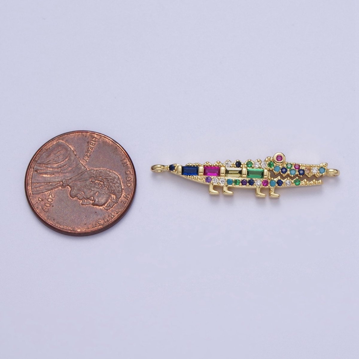 Gold Filled Multicolor Micro Paved CZ Alligator Crocodile Connector Link For Jewelry Making G-568