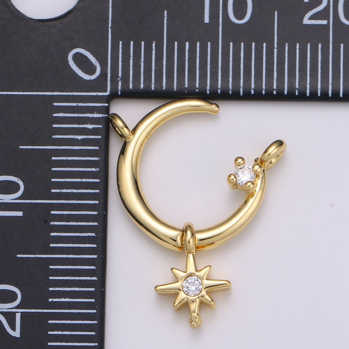 Gold Filled Open Star Connectors Crescent Moon Charm Connector for Necklace F-523