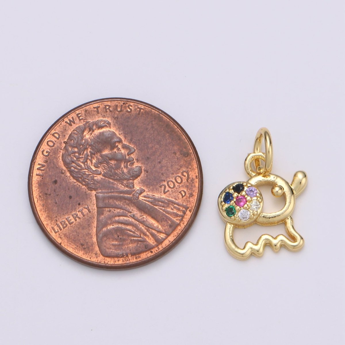 Gold Filled Rainbow Elephant Charm D-803