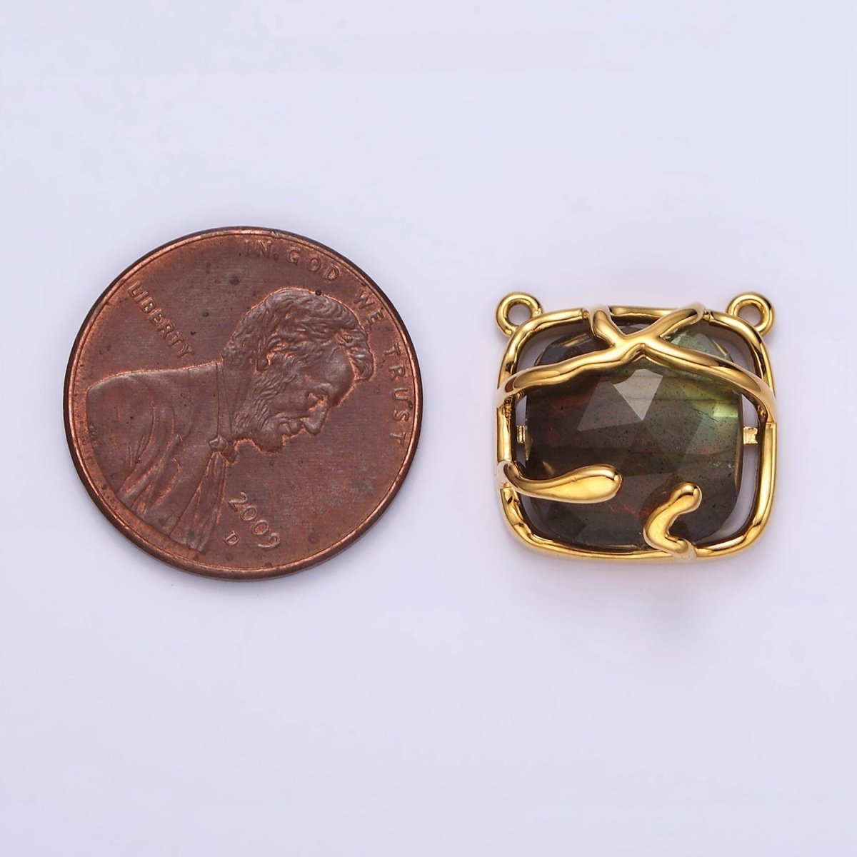 Gold Filled Rose Quartz, Labradorite Multifaceted Gemstone Molten Drip Connector G-724 G-725