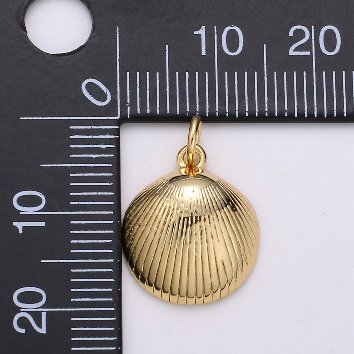 Gold Filled Round Sea Shell Charm D-794