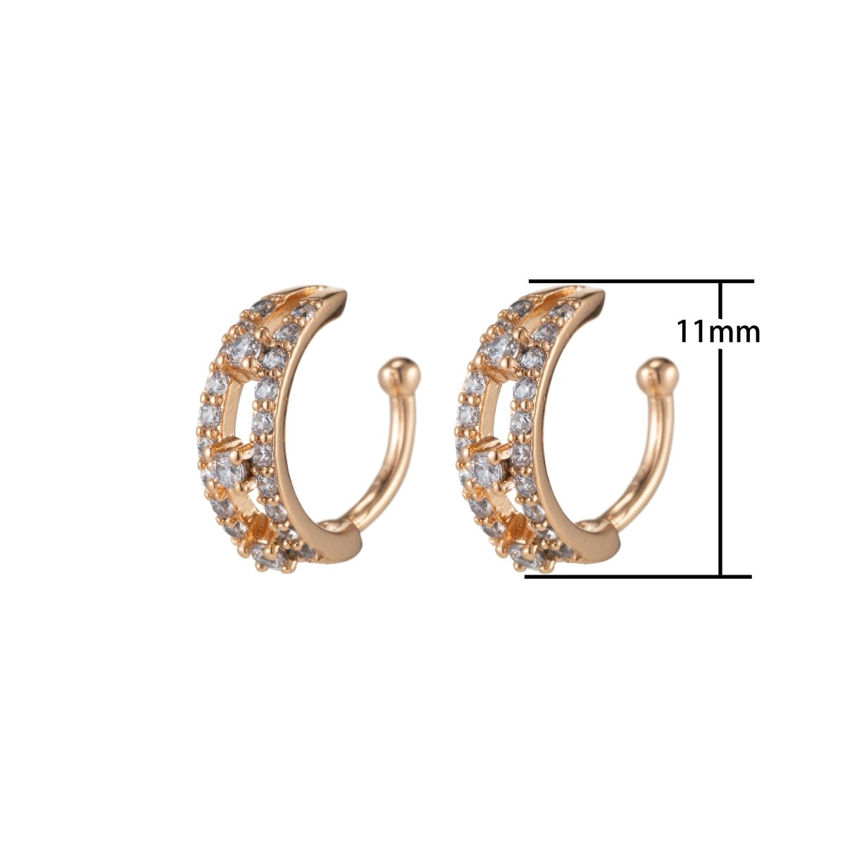 Gold Filled Simple Crystal Earcuffs - AI-045