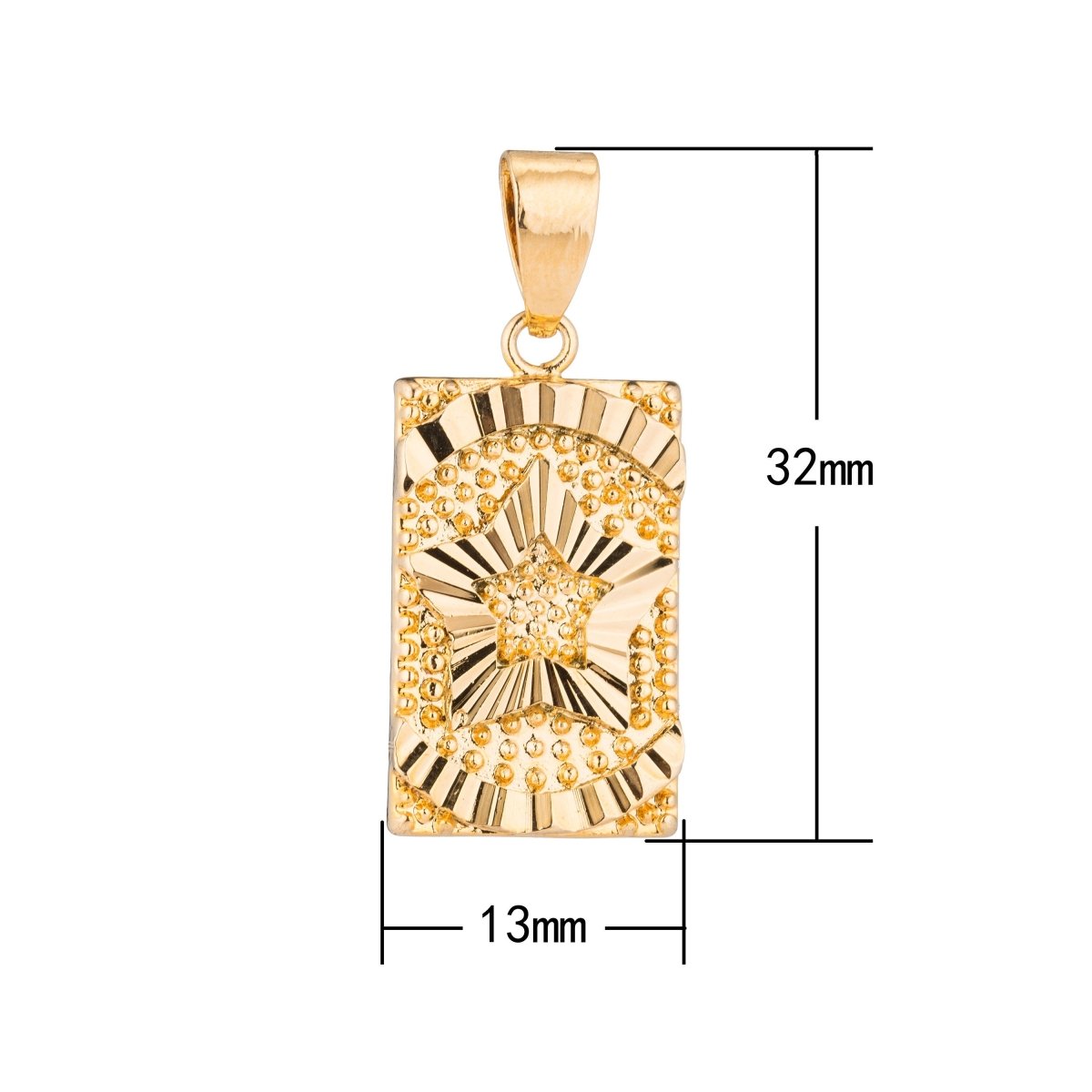 Gold Filled Star, Frame, Golden Bar, Shine Bright, Make a Wish, Celestial, Craft, Necklace Pendant Charm Findings for Jewelry Making H-381