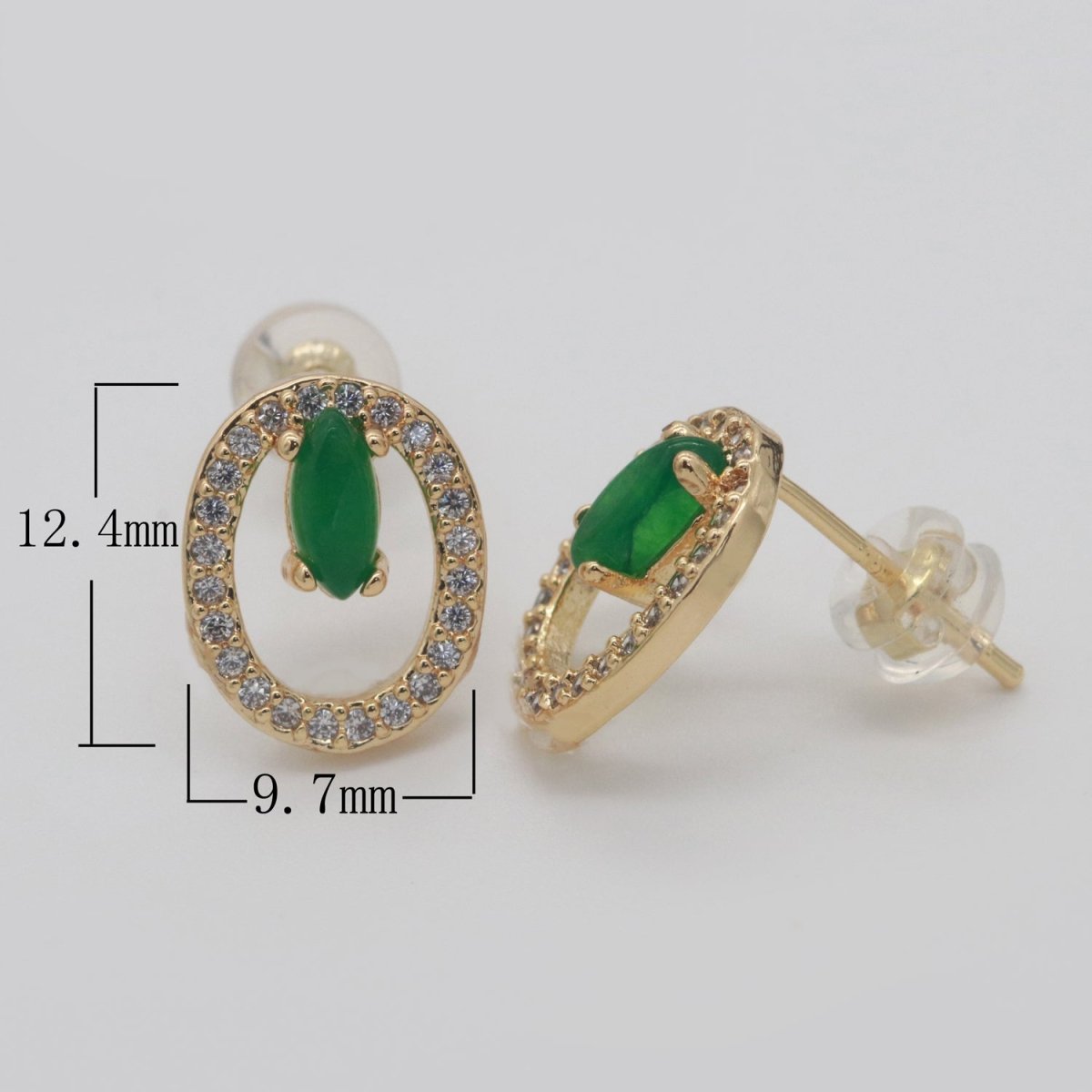 Gold Filled Studs / Dainty Green Earrings / Green Gem Earrings / Emerald Earrings / Green Stone Earrings / CZ Stud Earring /Dainty Studs T-161