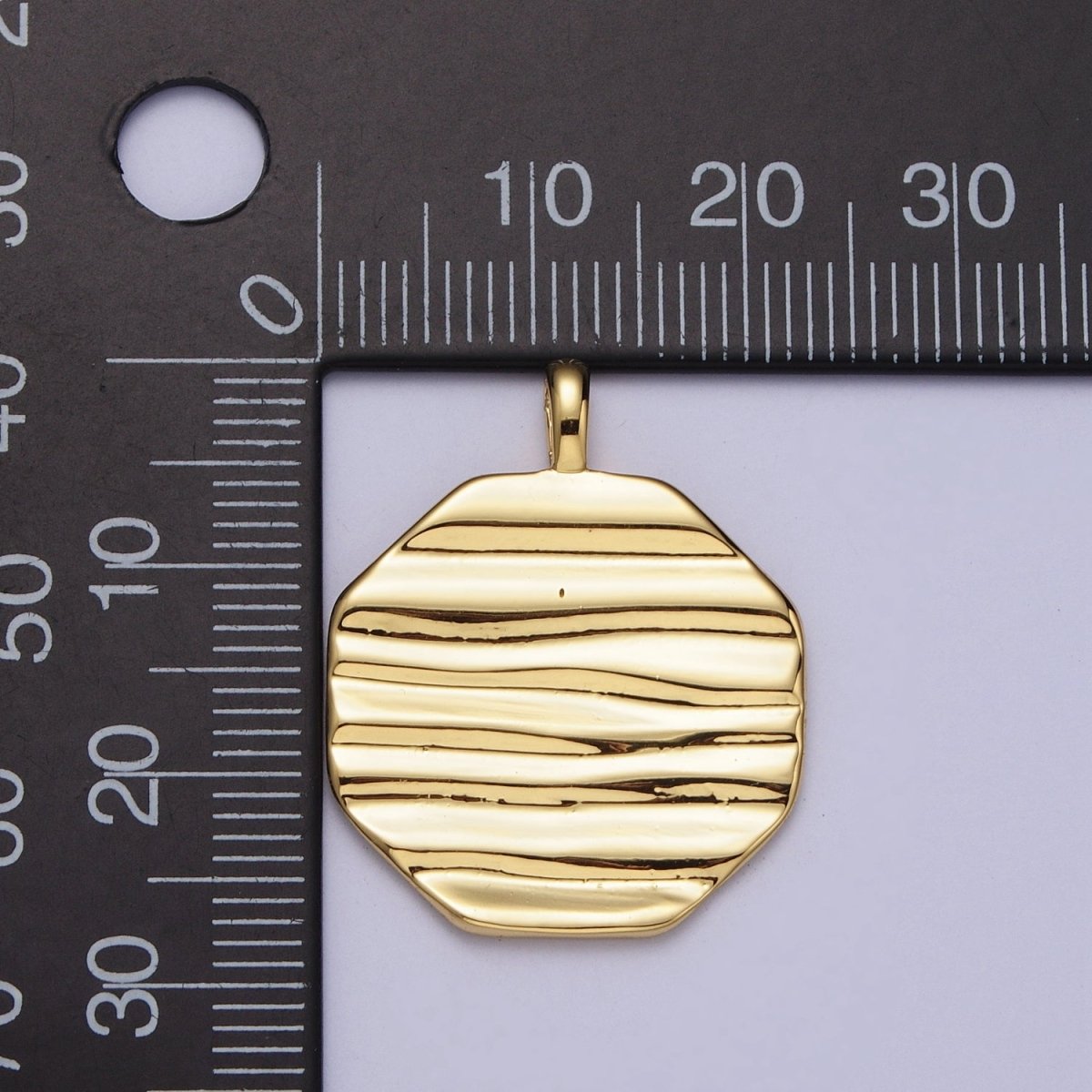 Gold Filled Textured Geometric Hexagonal Double Sided Pendant H-043