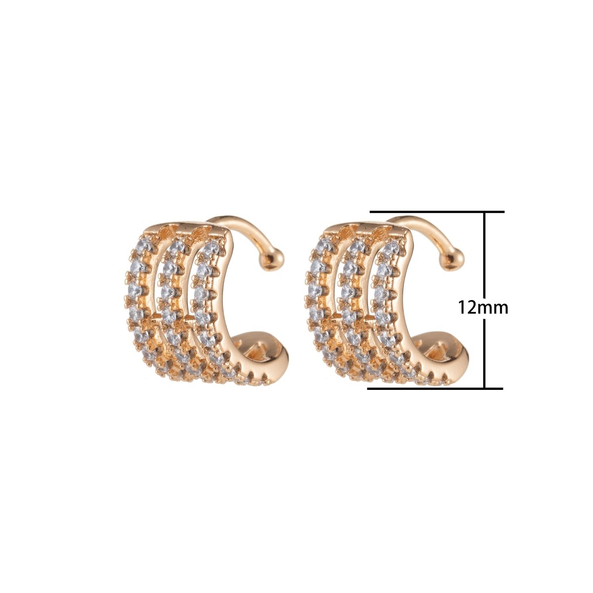 Gold Filled Three Lines Earcuffs - AI-038