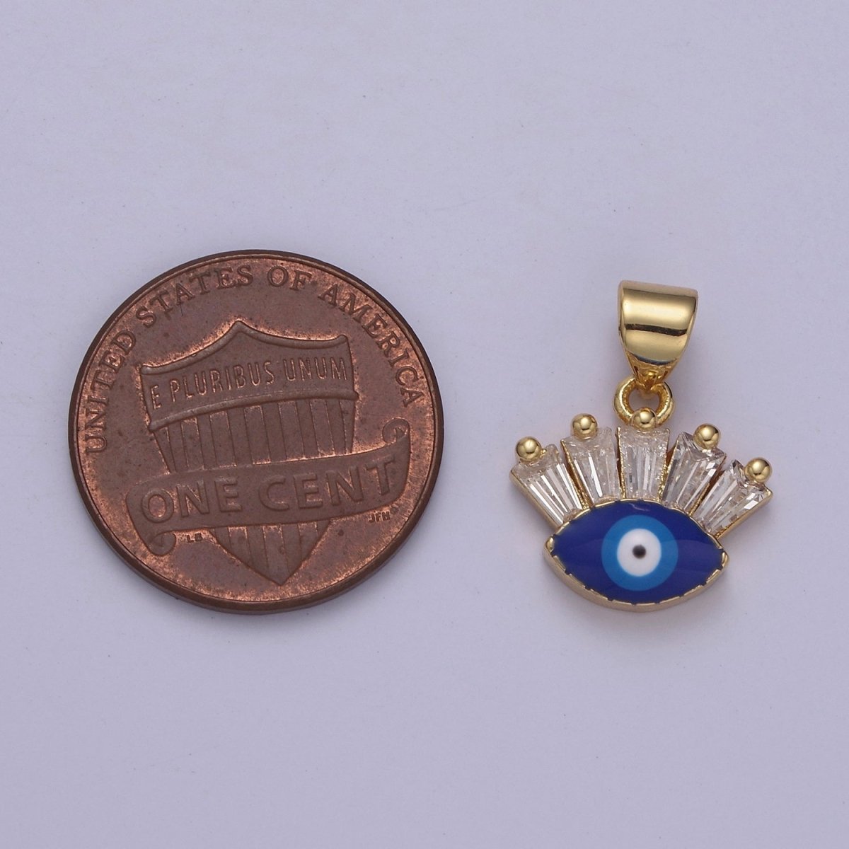 Gold Filled Tiny Evil Eye Charm Necklace, Baguette Evil Eye Jewelry, Dainty Evil Eye Pendant J-339