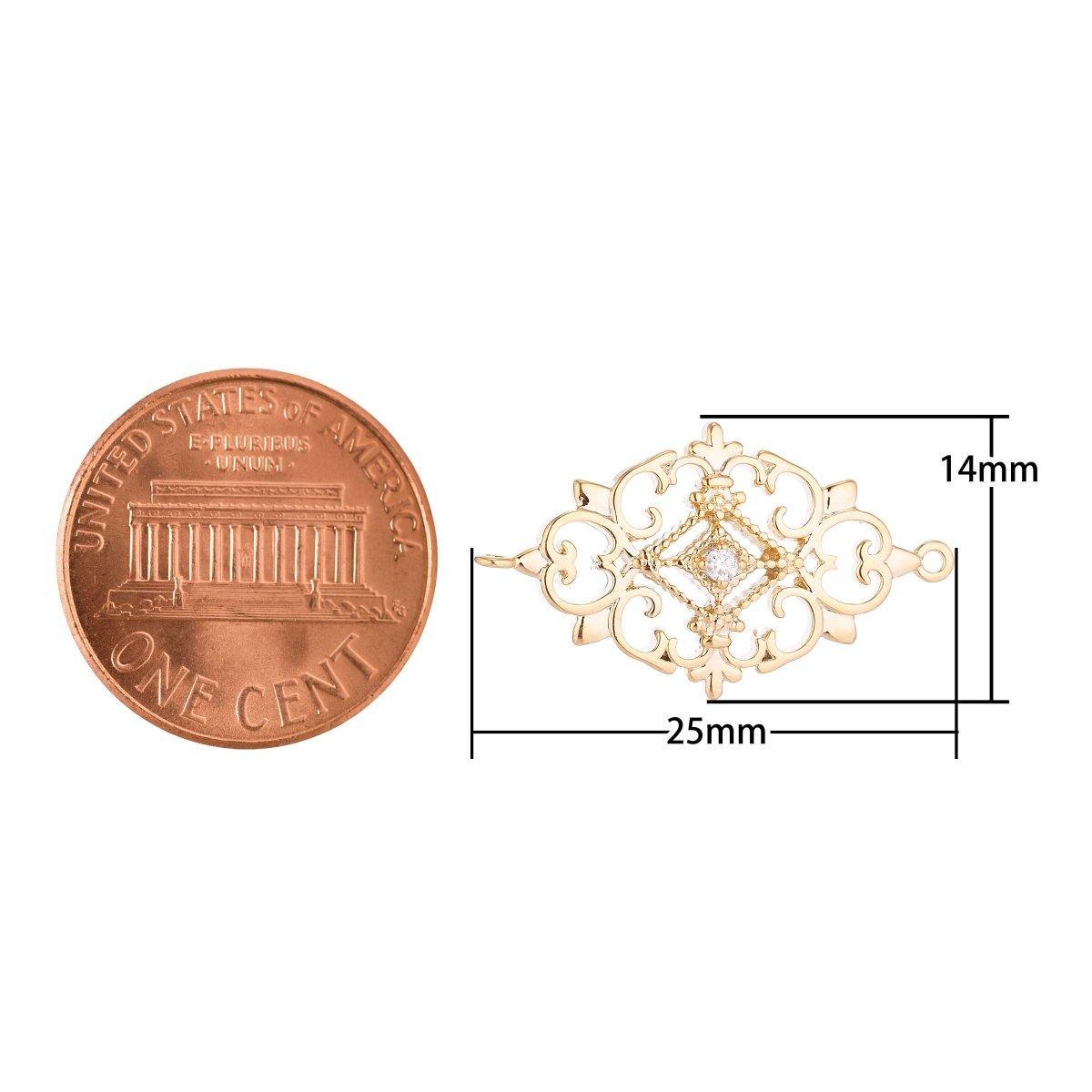 Gold Filled Vintage Style Connector - F-002