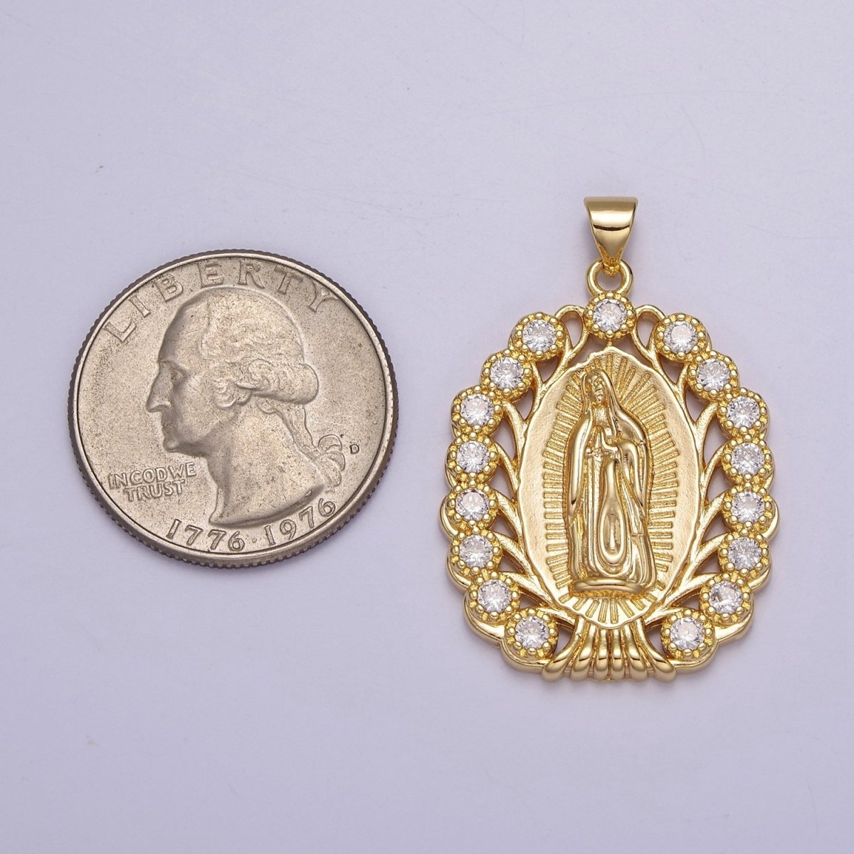 Gold Filled Virgin Mary Pendant Gold Lady Guadalupe Medallion Charm for Religious Necklace J-404