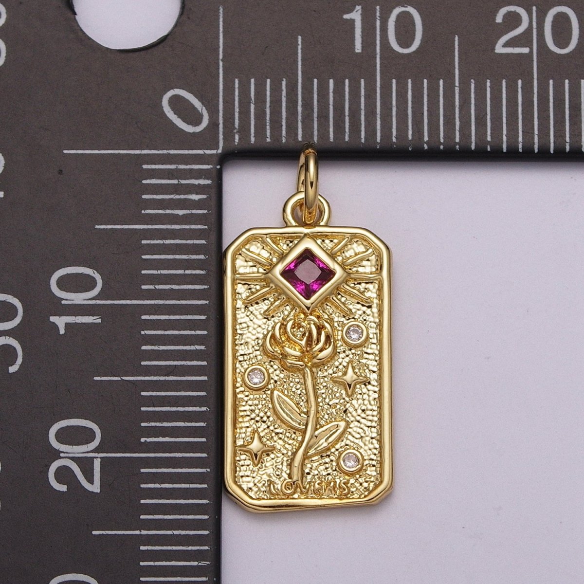 Gold Flower Charm Simple, Dainty Rose Tag Medallion Charm Pendant for Necklace Bracelet Earring Supply E-607