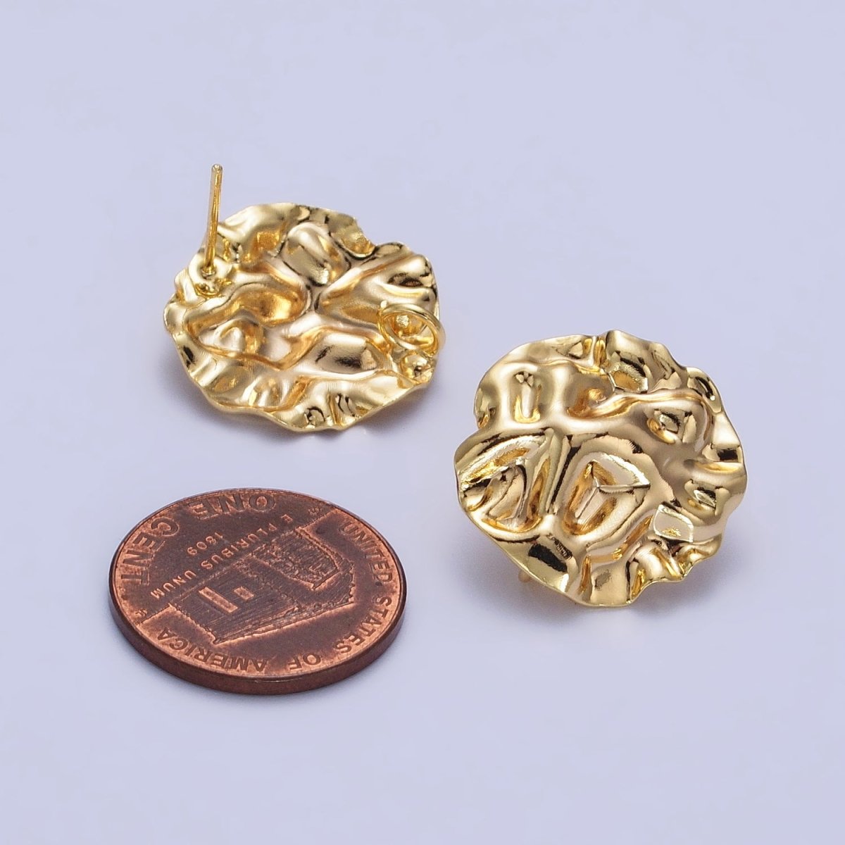 Gold Geometric Round Abstract Foil Stud Loop Earrings Supply | Z-076