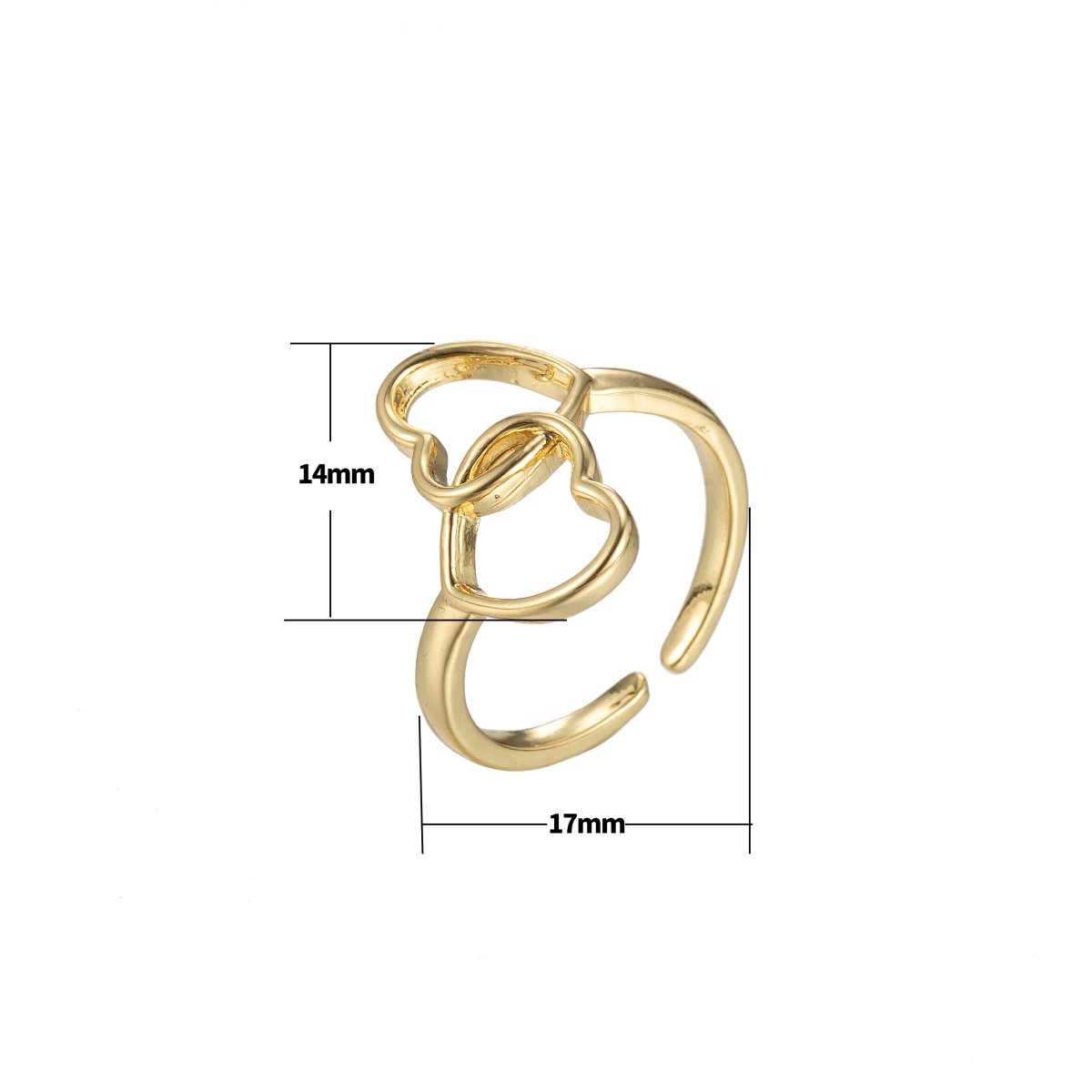 Gold Heart Ring, Heart Open Ring, Gold Adjustable Ring, Gold Rings for Women, Minimalist Gold Ring. Gold Midi Ring Stackable Jewelry O-353