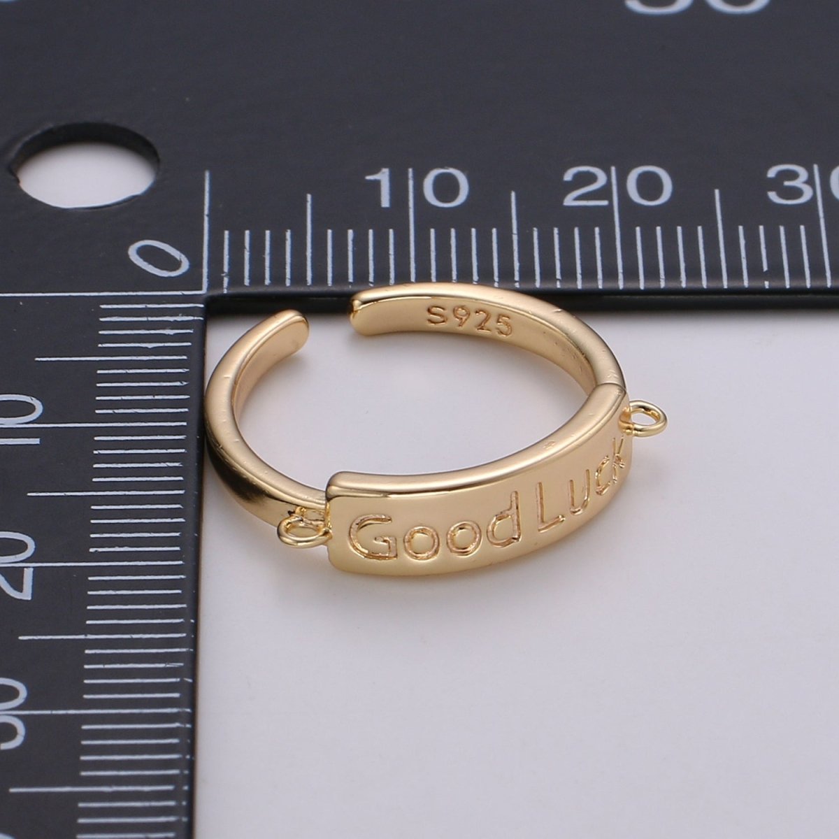 Gold Inspirational ring, GOOD LUCK ring, Word Open Adjustable Ring Valentine Gift graduation gift, lucky jewelry gift, gift for her R-176