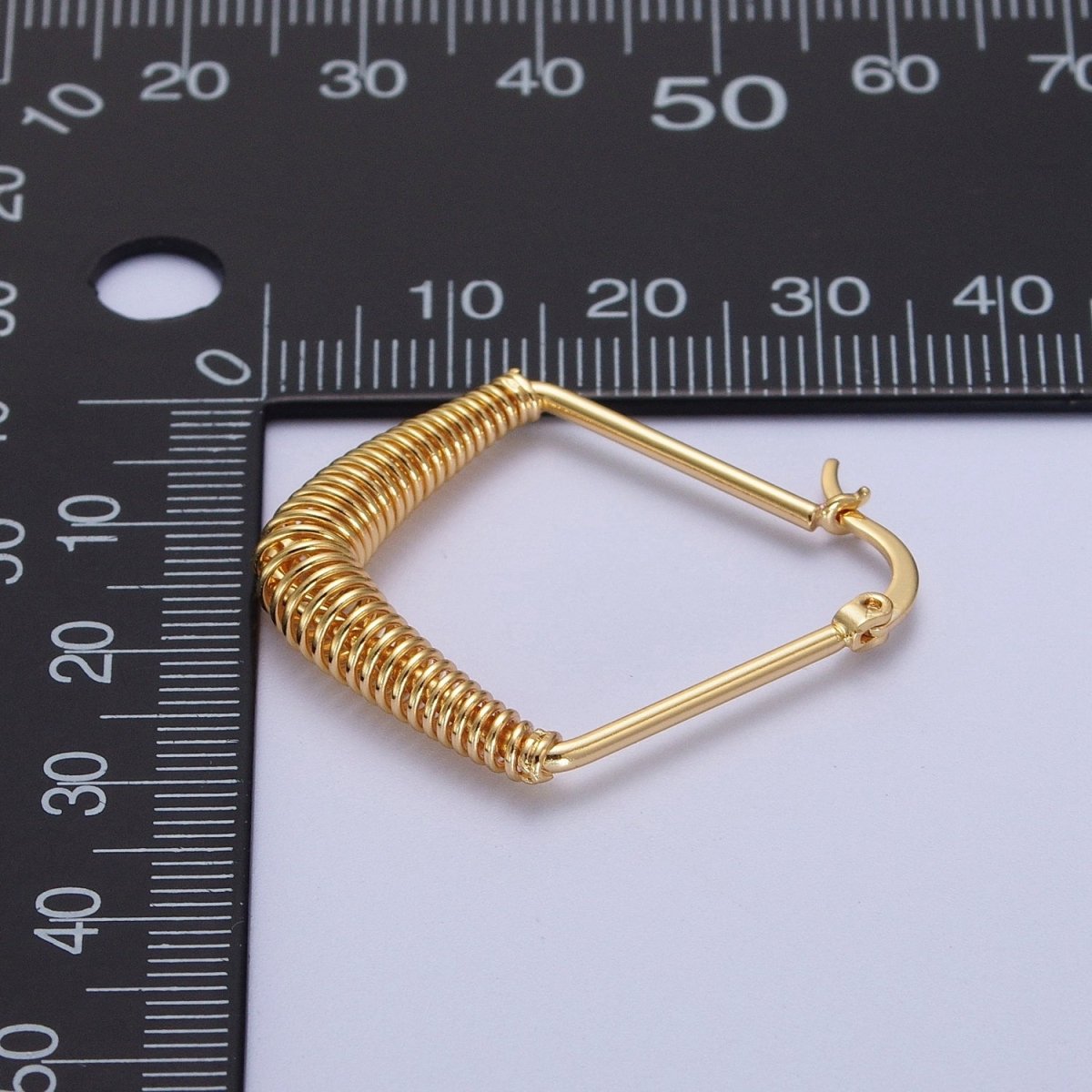 Gold Kite-Geometric Spiral Cord Coil Latch Hoop Earrings | AE541