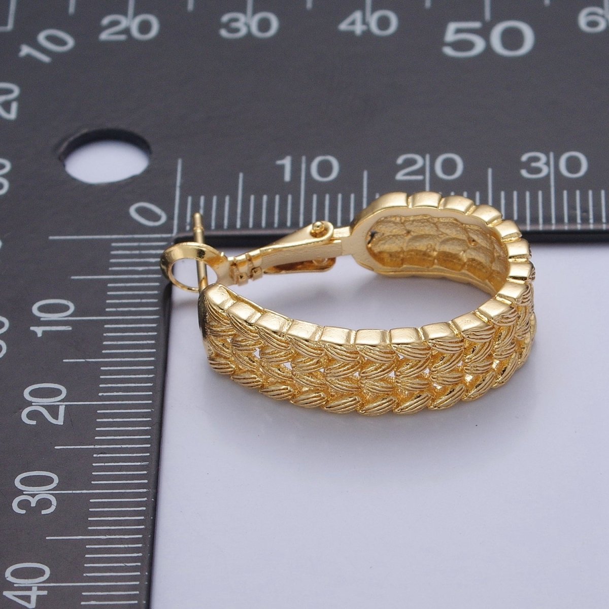 Gold Large Braided Minimal Hoop Earrings- Gold Braided Minimal Bohemian Earrings T-414