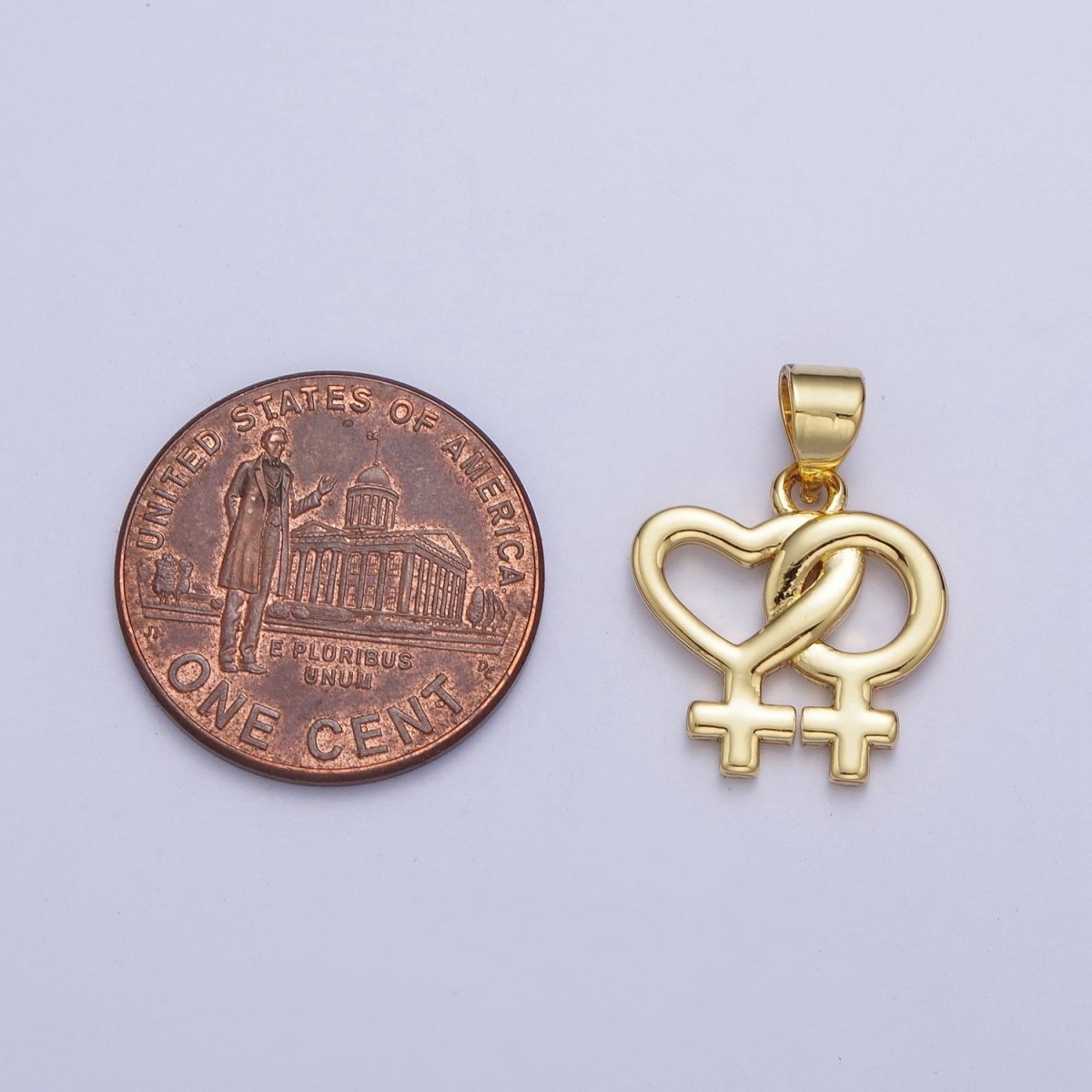 Gold Lesbian Necklace Charm 24K Gold Filled Lesbian Jewelry, Pride Necklace Pendant Lesbian Gift Couple Necklace X-421