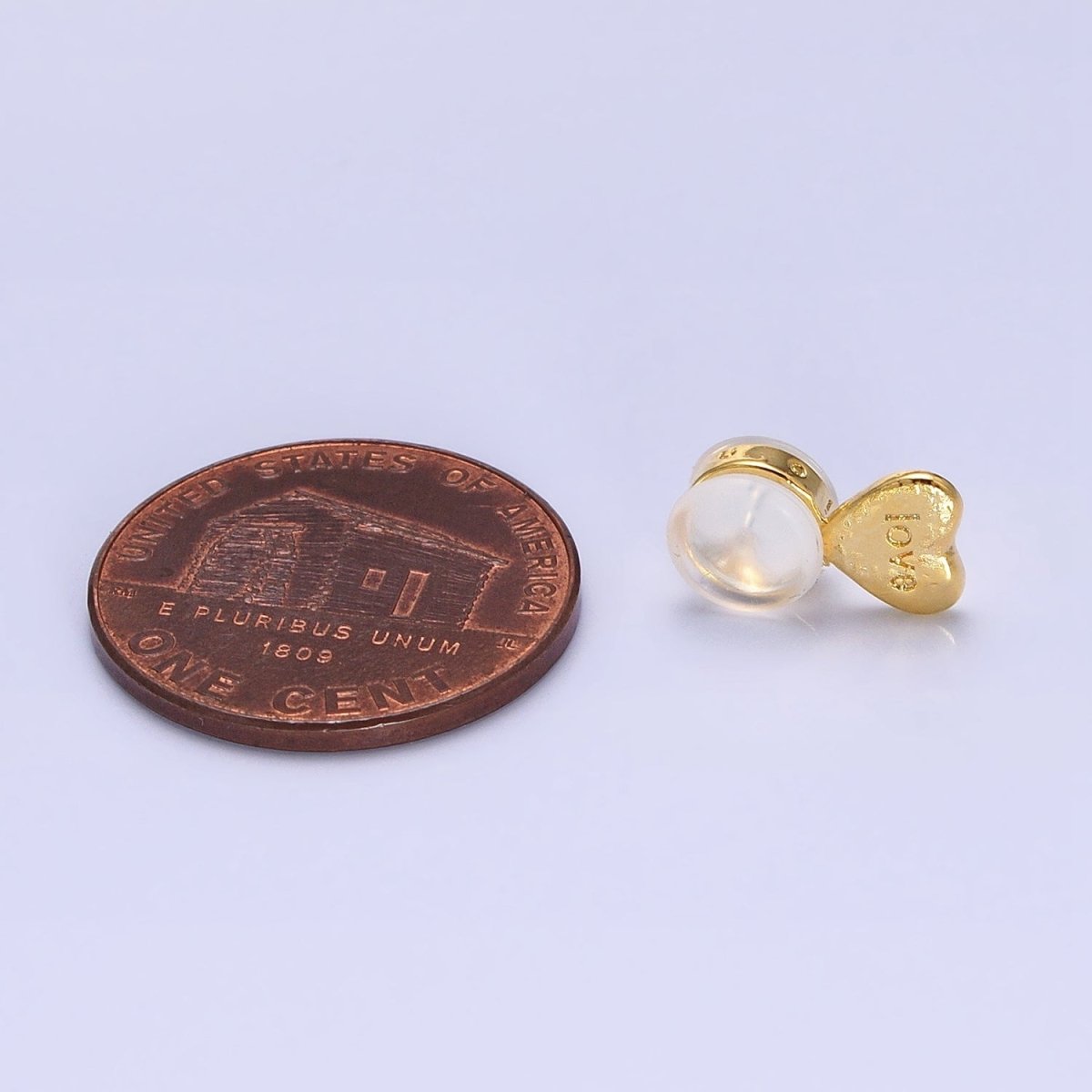 Gold "Love" Script Engraved Heart Earring Back Lifter Stabilizer Supply | Z-358